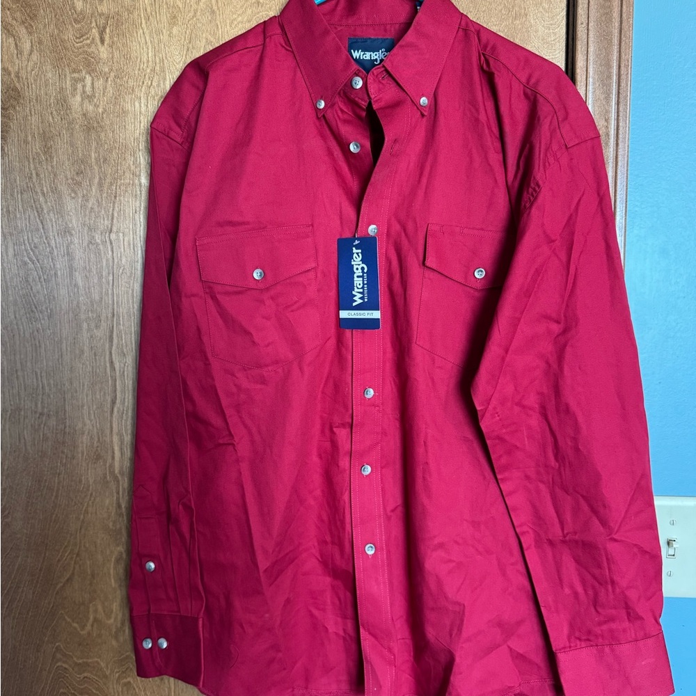 Wrangler Men's Red Button-Down Shirt
